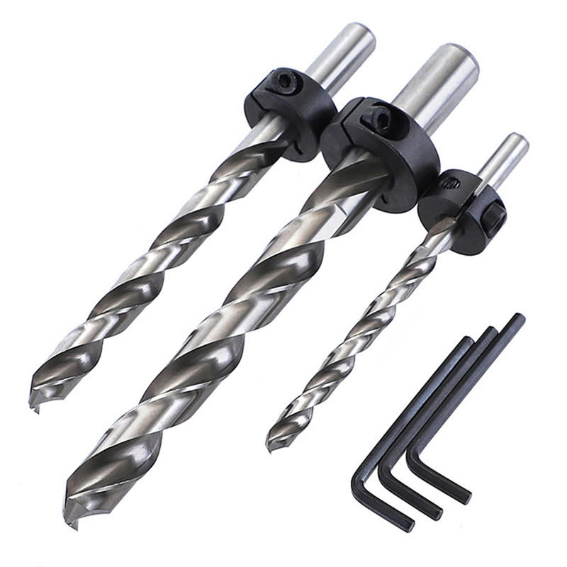 HSS Imperial Twist Drill Bit Woodworking Bevel Drill Bit with Limited Ring and Hex Wrench