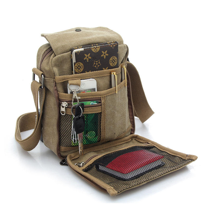 

Multifuctional Large Capacity Retro Men Canvas Messenger Bags Shoulder Bag Sling Casual for Outdoor Sport Travel Hiking