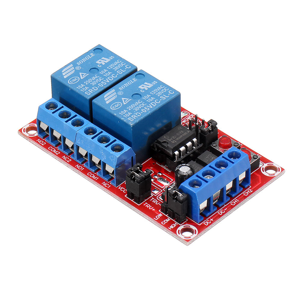 5V 2 Channel Button Self-locking Interlock Three-selection One Relay Module High and Low Level Trigg