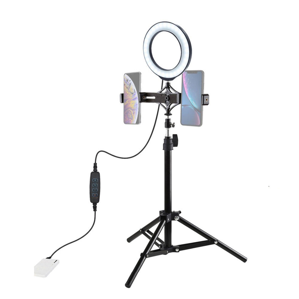 

PULUZ PKT3037 6.2 Inch USB Video Ring Light with 70cm Tripod Light Stand Dual Phone Clip for Tik Tok Youtube Live Stream