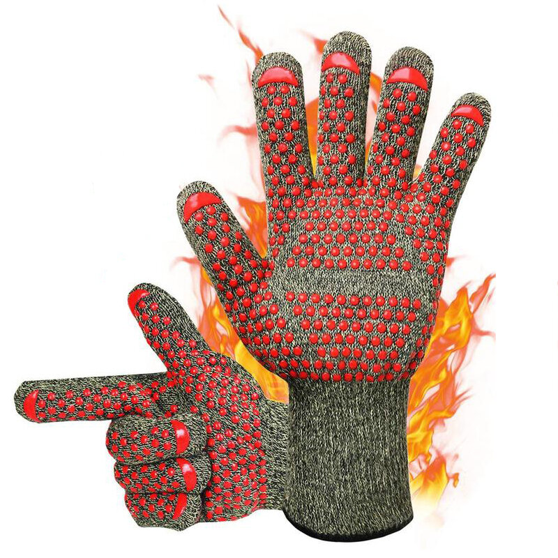 BBQ-grillhandschoen IPRee® 1 stuk 300-500℃ Extreem hittebestendige handschoenen voor koken, bakken, kamperen en picknicken