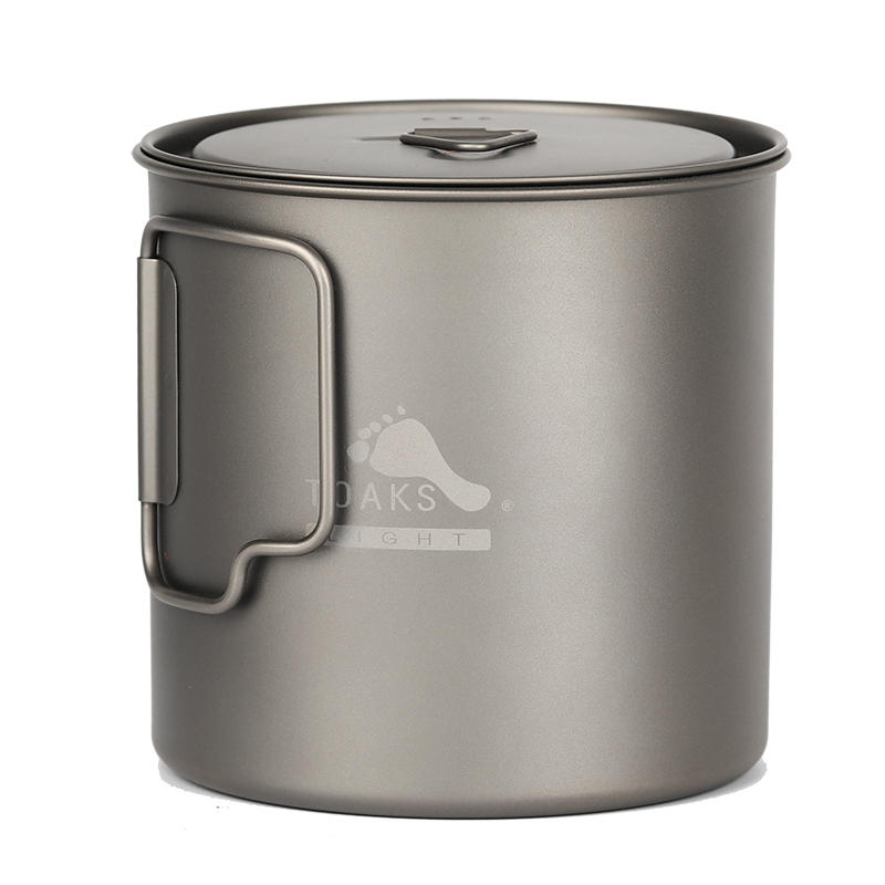 TOAKS POT-650-L Pot en titane pliable pour l'extérieur, tasse ultralégère et ustensiles de cuisine pour le camping et le pique-nique