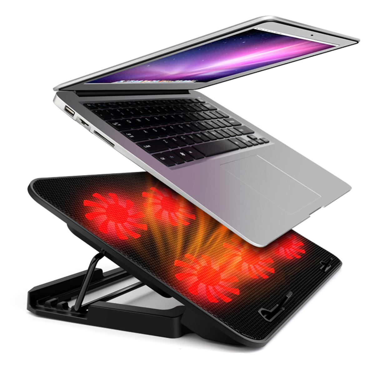 Universele laptopkoeler 2-poorts USB en zes ventilator koelblok laptopkoeling Notebook Laptopstandaa