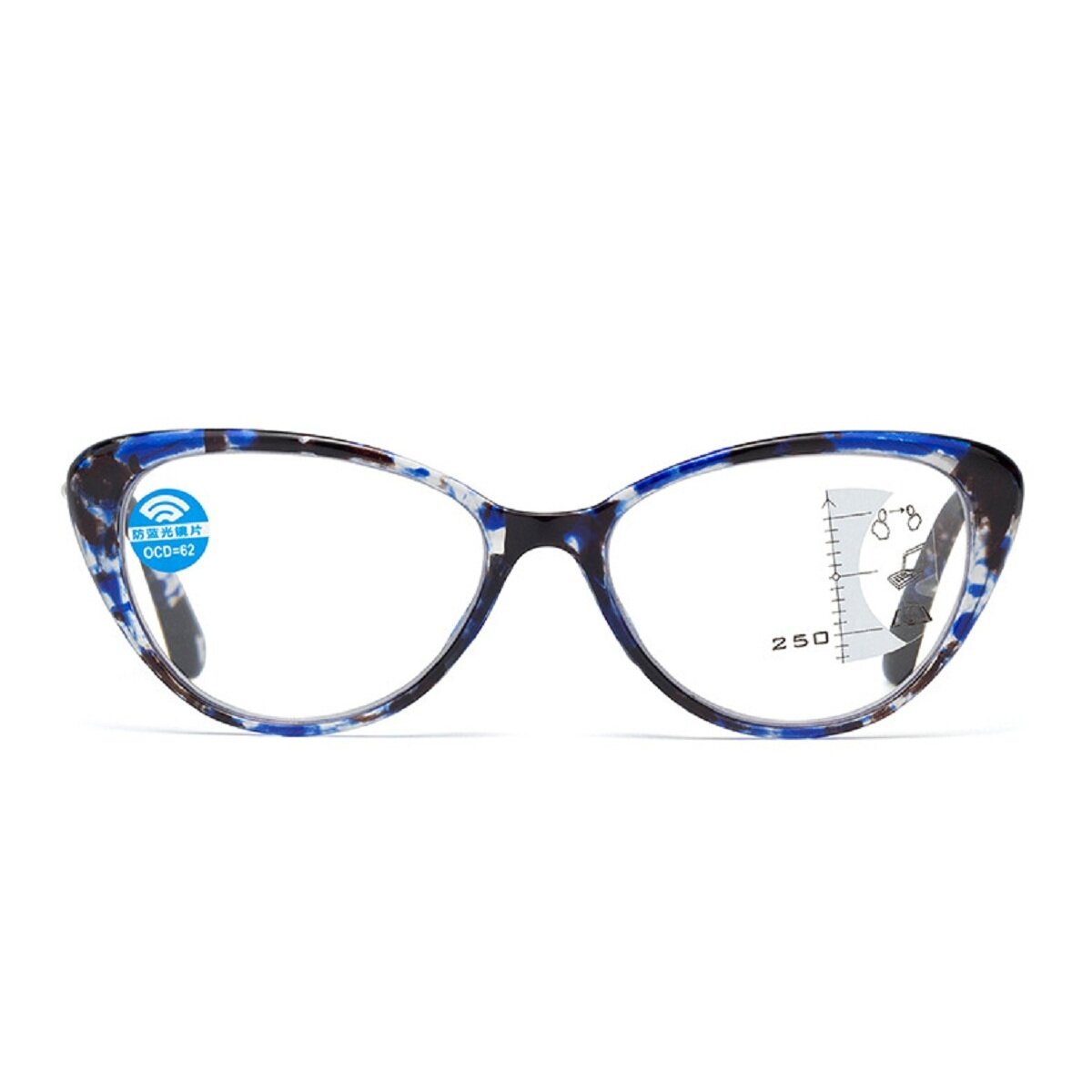 

Tortoiseshell Blue Reading Glasses Far And Near Dual Purpose Fshion Anti Blue Light Resin Presbyopic Glasses Progressiv