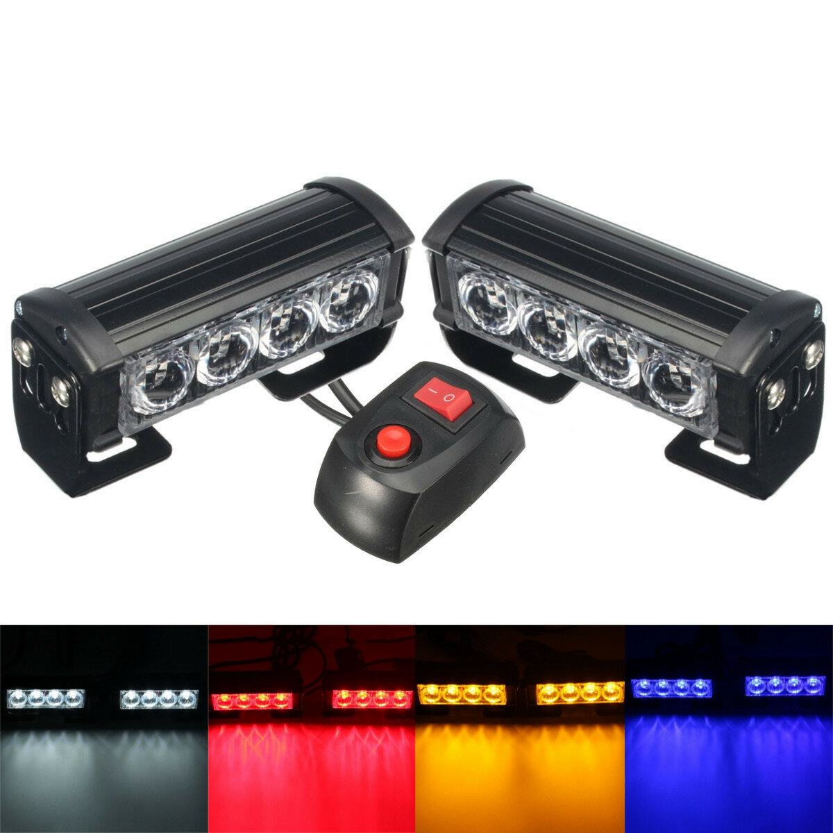 

2PCS 12V LED Strobe Flash Lights Front Grille Warning Lamp Waterproof with 7 Flashing Modes Switch for Truck Lorry Trail