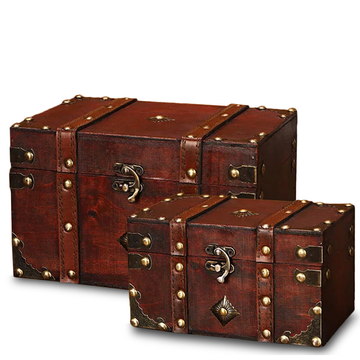 Wooden Square Jewelry Box Wooden Retro Box Prop Storage Crafts