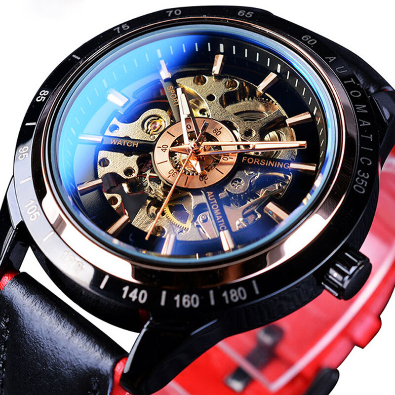 Forsining GMT1009 3ATM Waterproof Genuine Leather Automatic Mechanical Watch