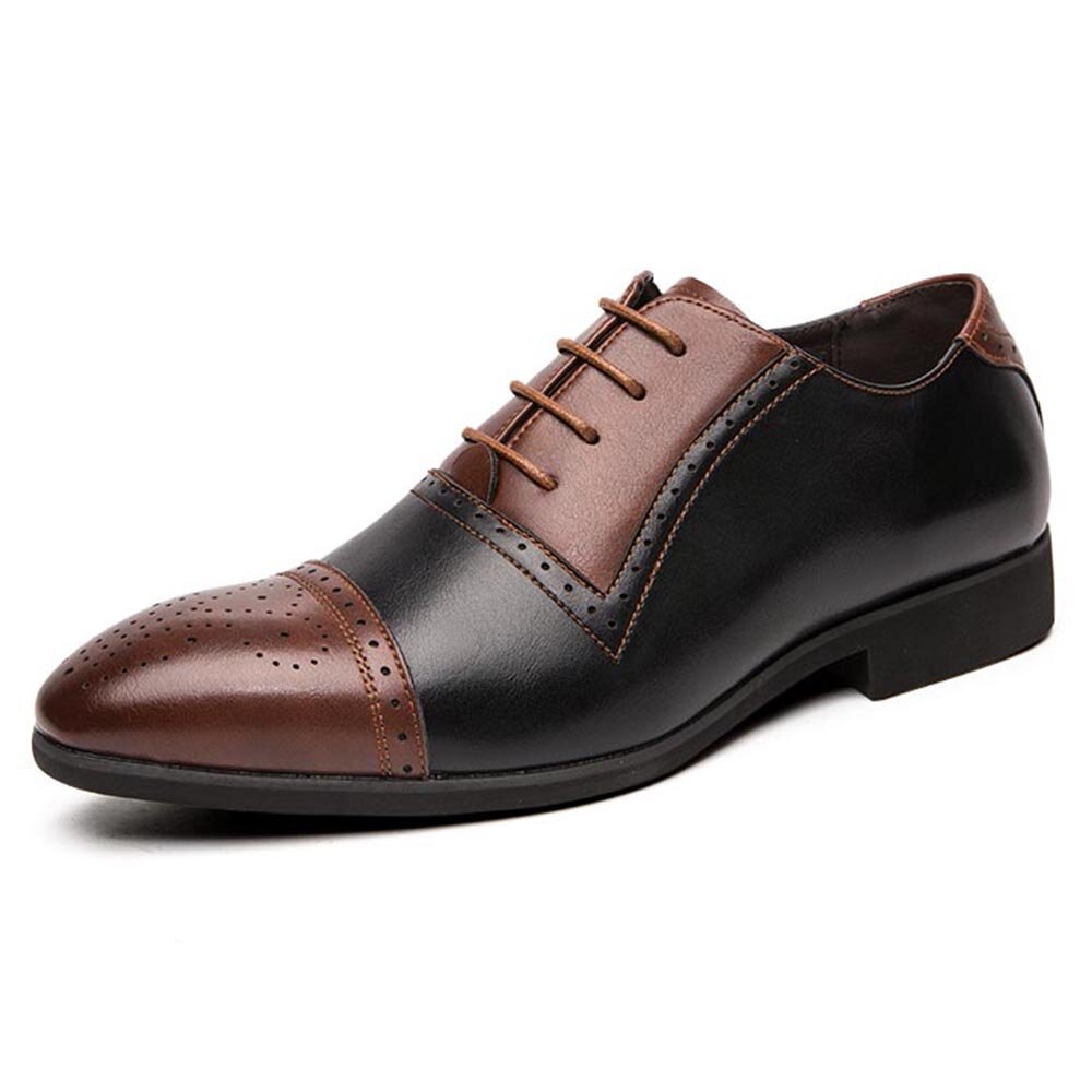 Men Brogue Carved Microfiber Leather Color Stitching Formal Business Oxfords