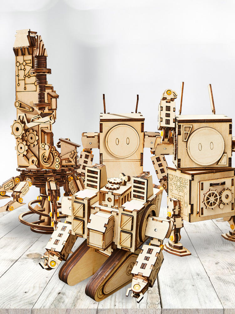 ديي خشبية تجميع لعب روبوت الديكور نموذج بناء