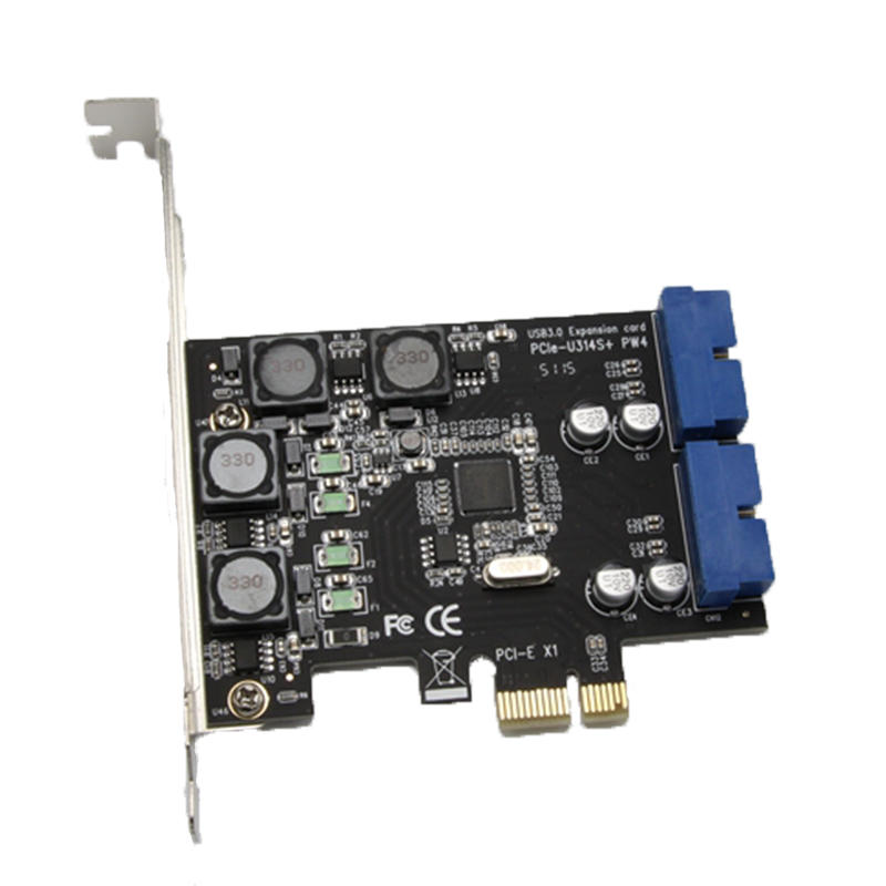 SSU N014S+PW4 PCI - E to USB 3.0 Expansion Card with Front - Facing 19 / 20 Pin Interface for Desktop Computer
