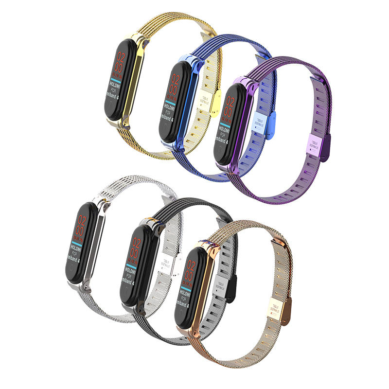 Metal Wave Style horlogeband vervangende horlogeband voor Xiaomi Miband 4 niet-origineel