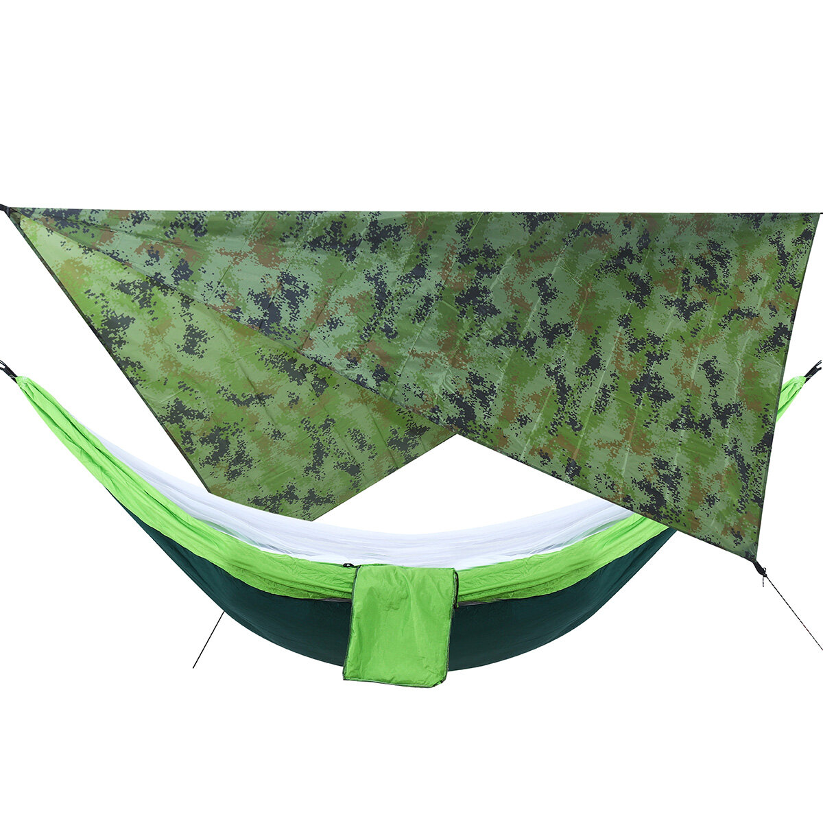 IPRee Camouflage Regen Fly Tarp en Camping Hangmat met Klamboe Draagbare Hangmat Luifel 210 T Plaid 