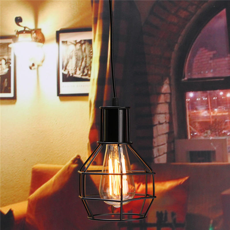 Vintage industri?le hanglamp Plafondlamp Lampenkap Metalen kooi Zwart Cafe Loft Bar