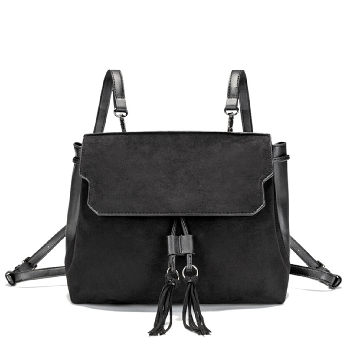 Outdoor PU Leather Backpack Women Tassel Handbag School Bag Travel Rucksack