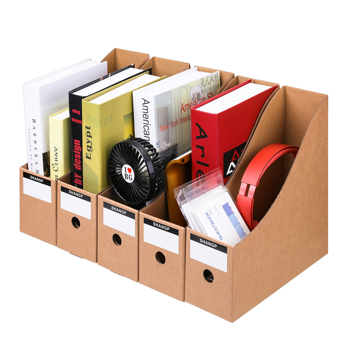 

5 Pcs/set Magazine File Holders Storage Box Drawer Kraft Paper File Holder Desktop Documents Organizer Bookshelf Office