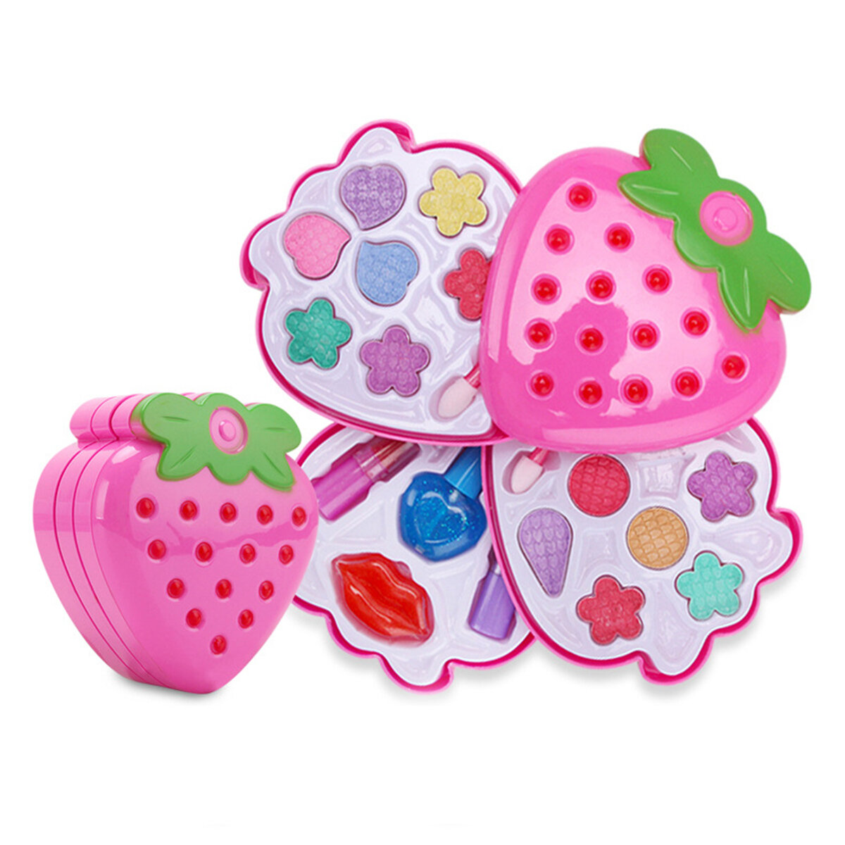 Kids Strawberry Cosmetic Princess Makeup Set Kit Eyeshadow Lip Gloss Blushes Girl Toys