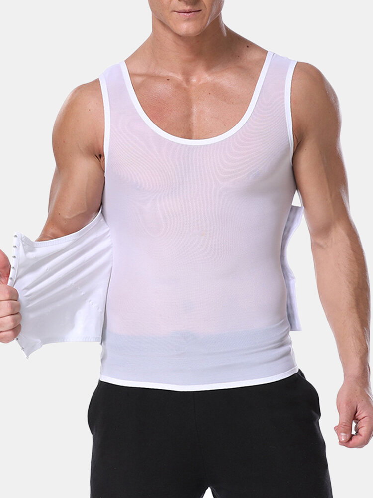 Mens buik body shapewear verstelbare fitness vest corset