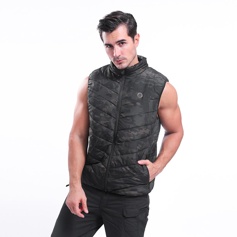 Electric USB Heated Waistcoat Three-speed Thermostat Coats Outdoor Sports Body Warmer Camouflage