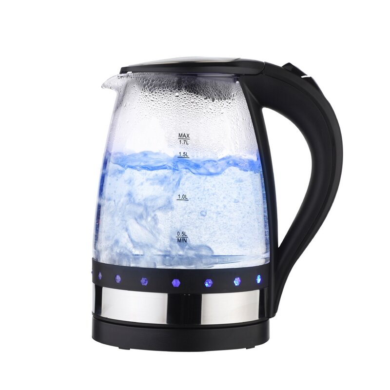 

Ultra Cordless Electric Kettle Fast Boiling Glass Tea Pot 1.7L 1850W With LED Light Inside Glass Fast Boiling Auto Shuto