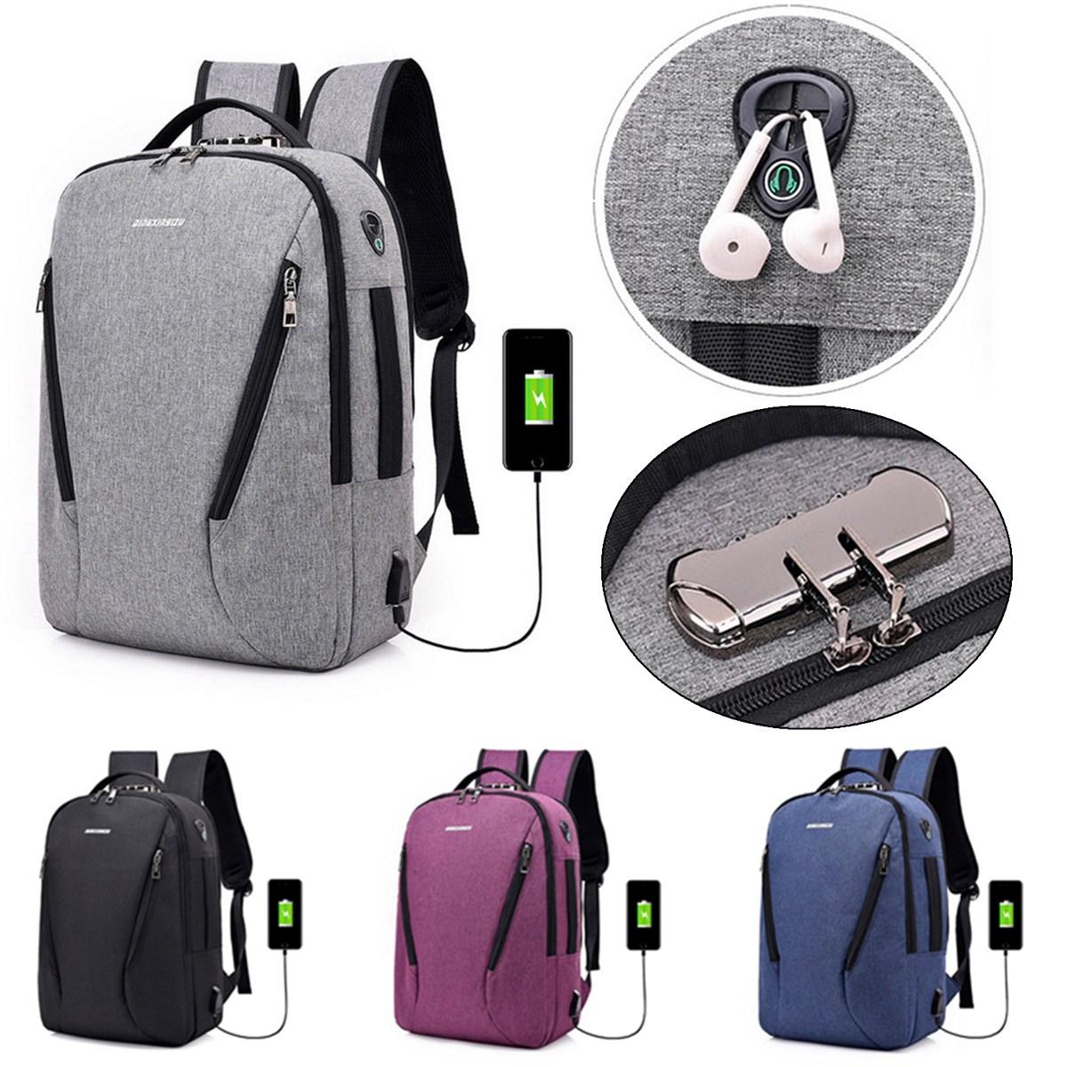 Bang good 17L Anti-theft Men Women Laptop Notebook Backpack USB Charging Port Lock Travel School Bag
