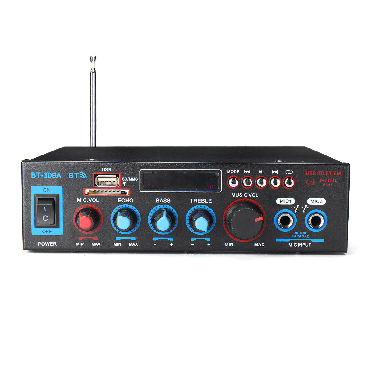 BT-309A 220V 800W 2CH Home Stereo bluetooth Versterker Ondersteuning USB FM AUX MIC Microfoon