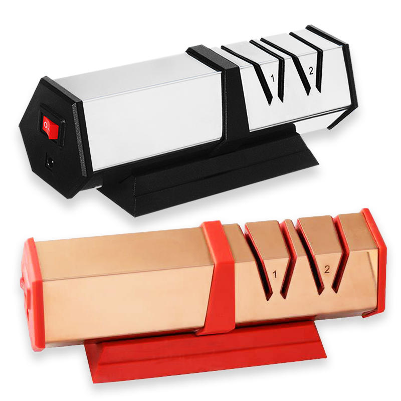 Red or Black Electric Knife Sharpener 2-Stage Diamond Ceramic Coated Sharpening System