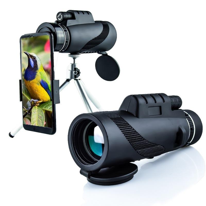 IPRee® 40x60 Monoculare HD Ottico BAK4 2000T lente Telescopio Visione notturna diurna 1500m / 9500m + Treppiede + Clip per telefono