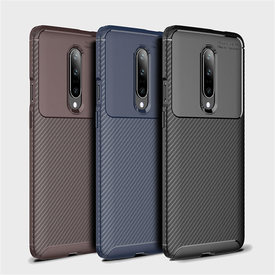 

For OnePlus 7 Pro Case Bakeey Luxury Carbon Fiber Shockproof Anti-fingerprint Silicone Protective Case