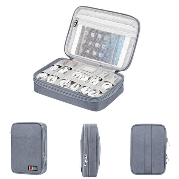 Bolsa de almacenamiento digital de viaje BUBM, multifunción, portátil, cargador USB, organizador de auriculares 