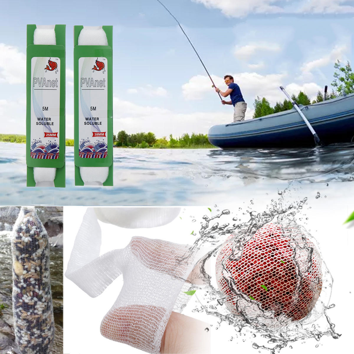 

ZANLURE 25mm Dissolving PVA Fishing Net Fishing Bait Thrower Fishing Cage Play Nest Device