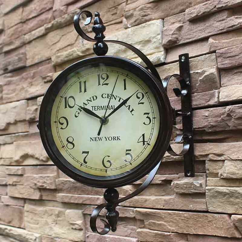 2 stijlen Vintage Retro Indoor Outdoor Wall Hanging Clock voor Home Decoration