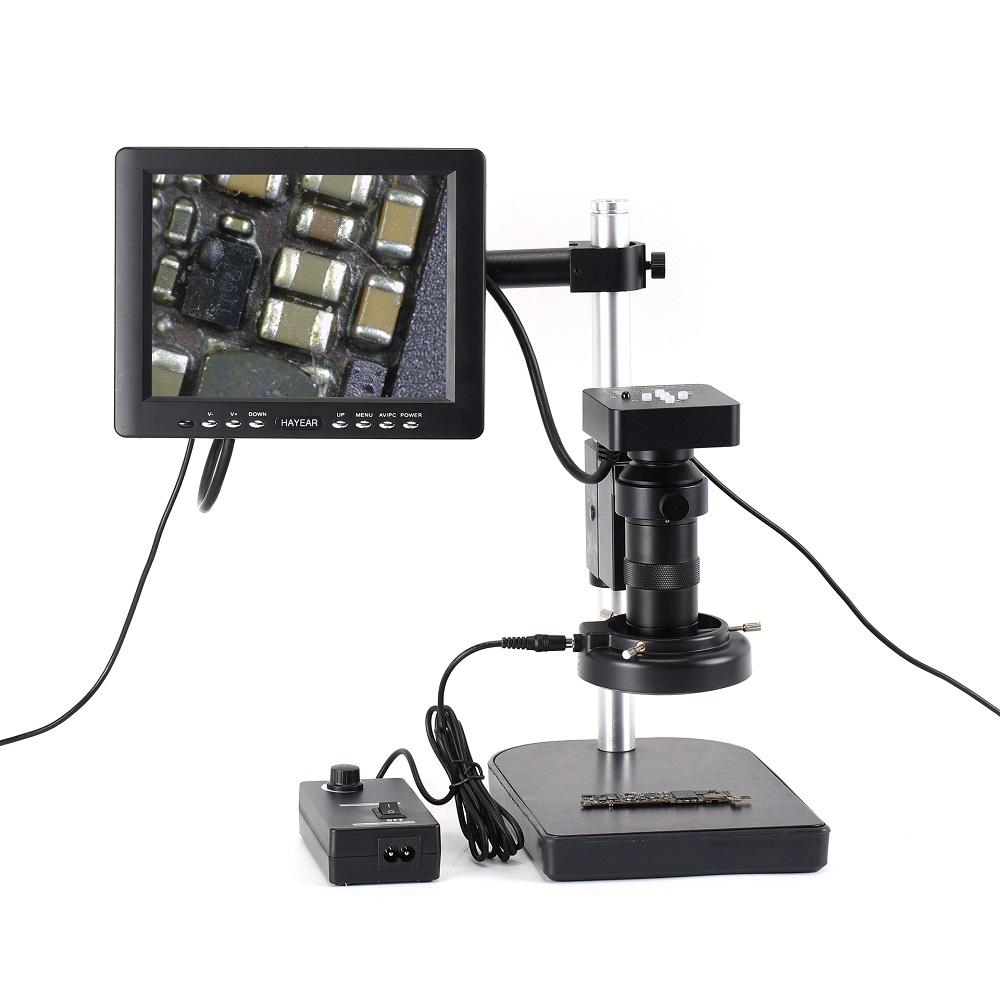

HAYEAR 34mp Industrial Microscope Camera Kit HDMI USB 100X C-mount Zoom Lens 60 LED Light with 8" HD LCD Screen For Mobi