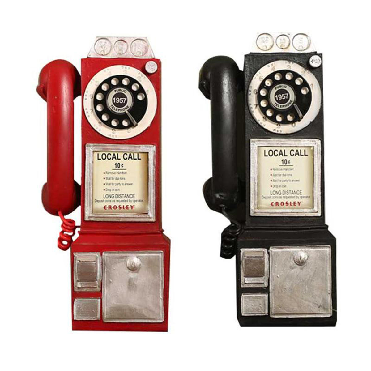 30cm zwarte vintage draaiknop telefoon standbeeld model telefooncel beeldje decoraties