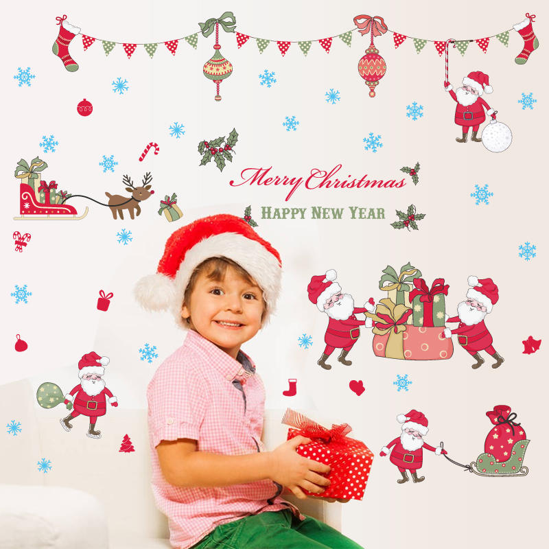 Miico SK9099 Wall Sticker Living Room Xmas Santa Claus Elk Stickers Window Showcase Christmas Decoration
