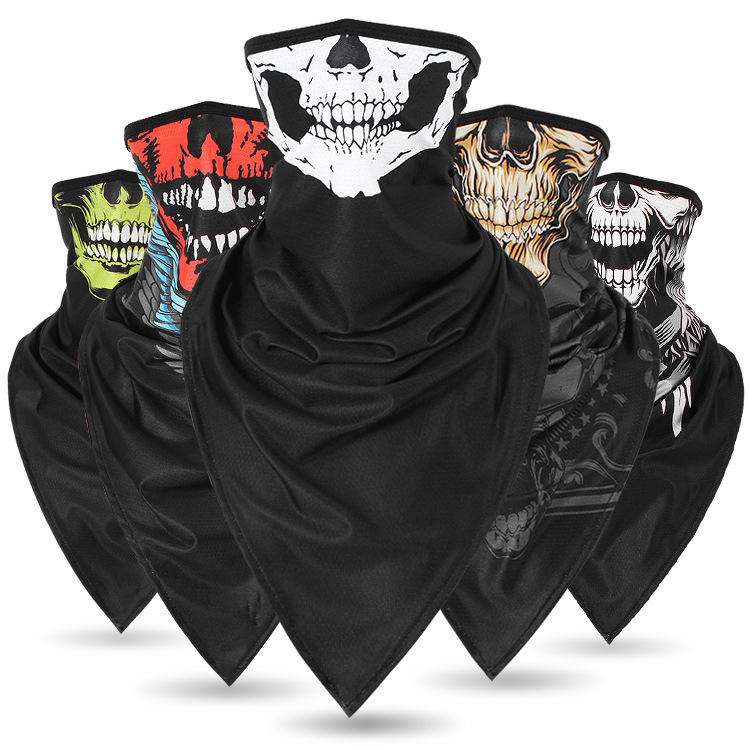 Sun-protection Skull Ice Silk Breathable Multi Use Scarf Face Mask Motorcycle Cap Head Wear Hat