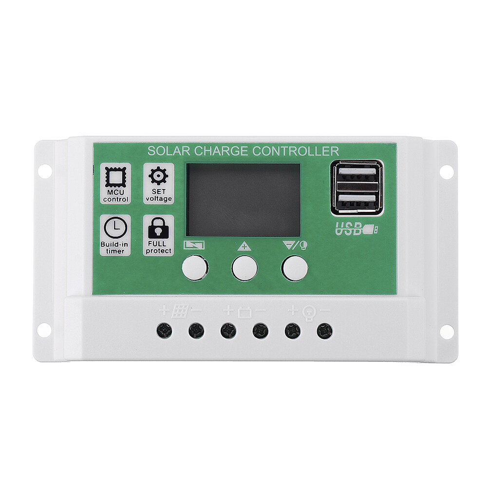 12V / 24V 10A/20A/30A Dubbele USB-uitgang Lithiumbatterij PWM Zonnecontroller LCD-scherm Straatlanta