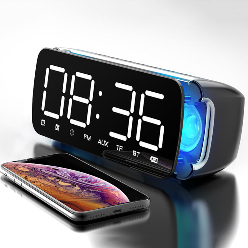 

Sansui T68 Wireless bluetooth Speaker Dual Driver Alarm Clock LED Display Stereo Soundbar Subwoofer with Mic