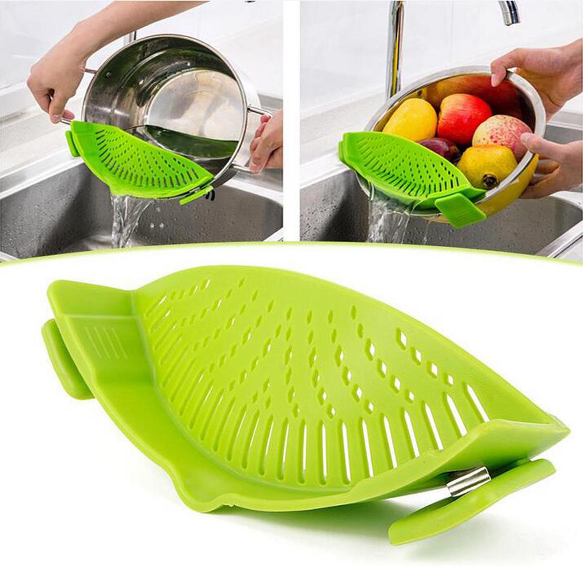 IPRee® Durable Silicone Pan Strainer Colanders Wash Fruit Vegetables Pasta Kitchen Tools Gadgets Wash Bag