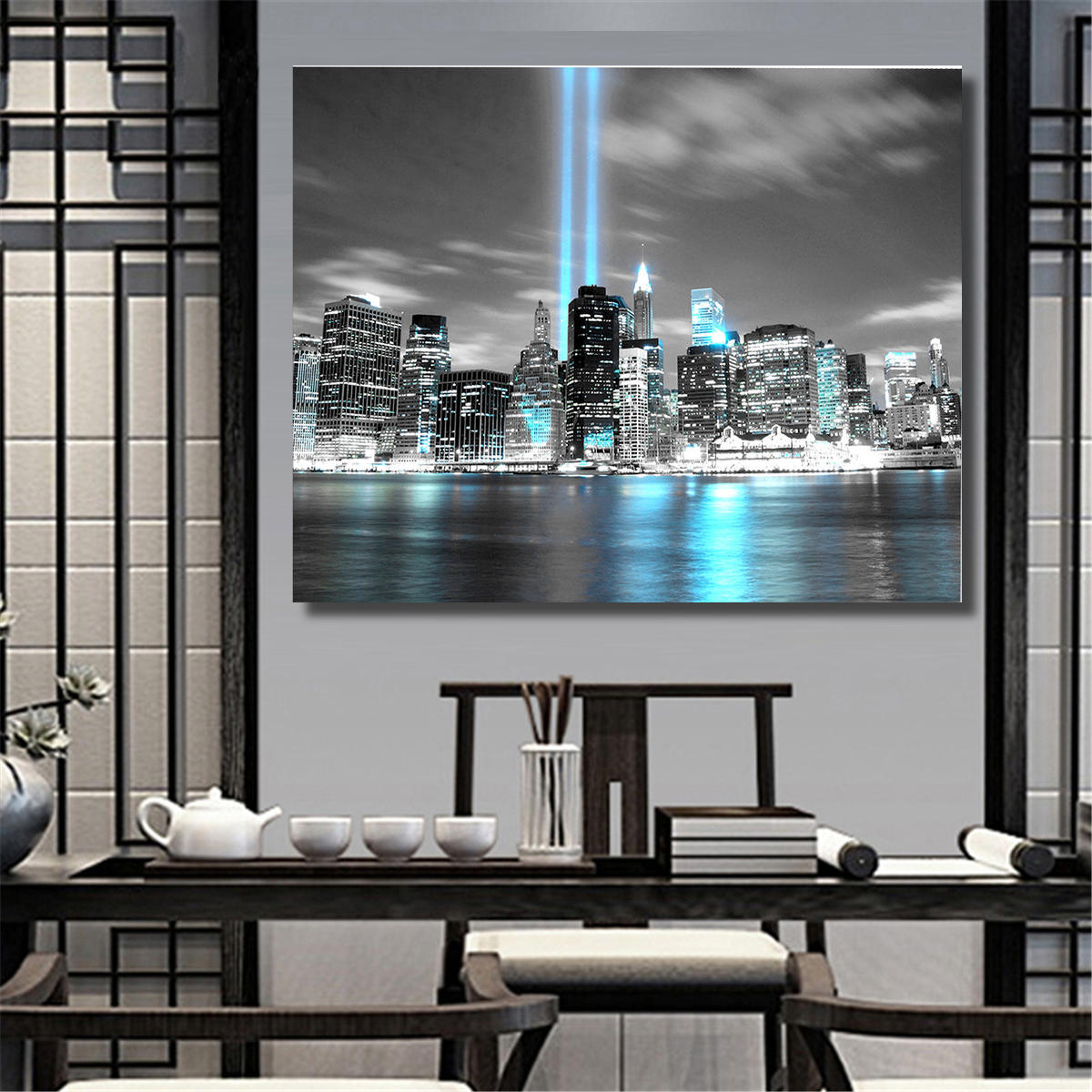 NYC Manhattan Island CITY  Canvas Art Print Box Framed Picture Wall Hanging BBD