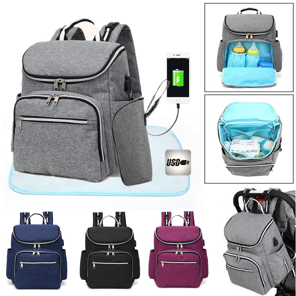 Bang good 20L Outdoor Travel USB Mummy Backpack Waterproof Multifunctional Baby Nappy Diapers Bag  