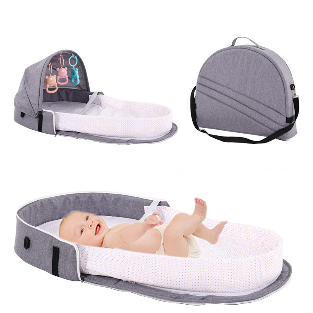 IPree® Składany łóżeczko dla niemowląt z siatką przeciwkomarową, przenośna łóżeczko turystyczne