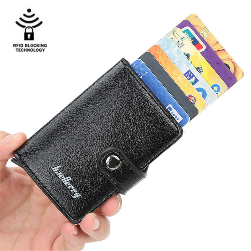 

Baellerry Men Business RFID Anti-scan Mini Magic Automatic Credit Card Metal Coins Bag Wallet ID Card Holder