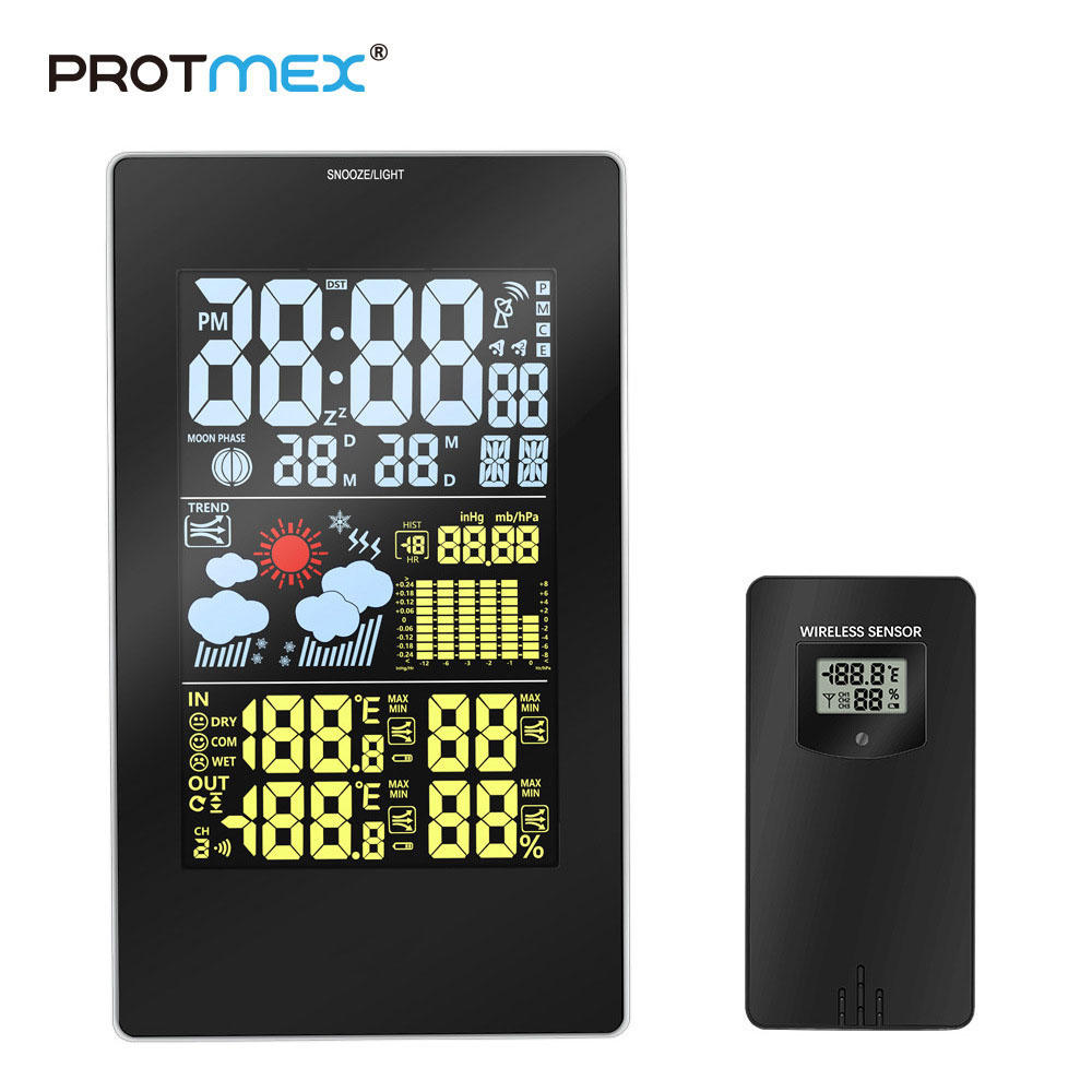 

Protmex PT3352C Wireless Weather Station Digital Weather Forecast Station Indoor Outdoor Thermometer Hygrometer