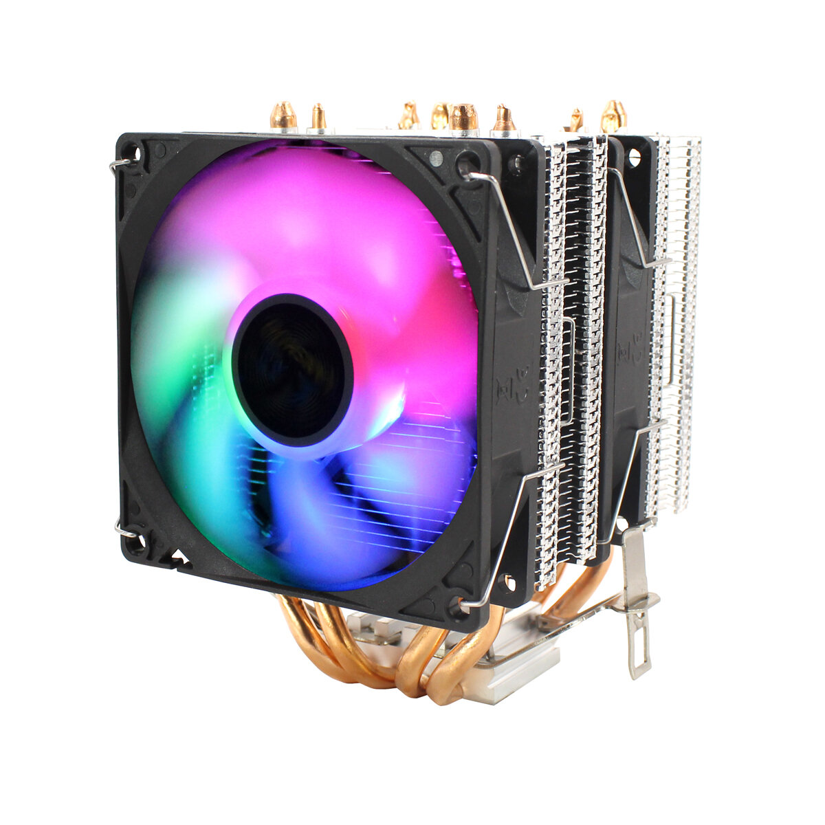 LANSHUO CPU Silent Dual Fan 4 Heat Pipe 3 Wire Intelligente temperatuurregeling CPU-koeler Koelventi