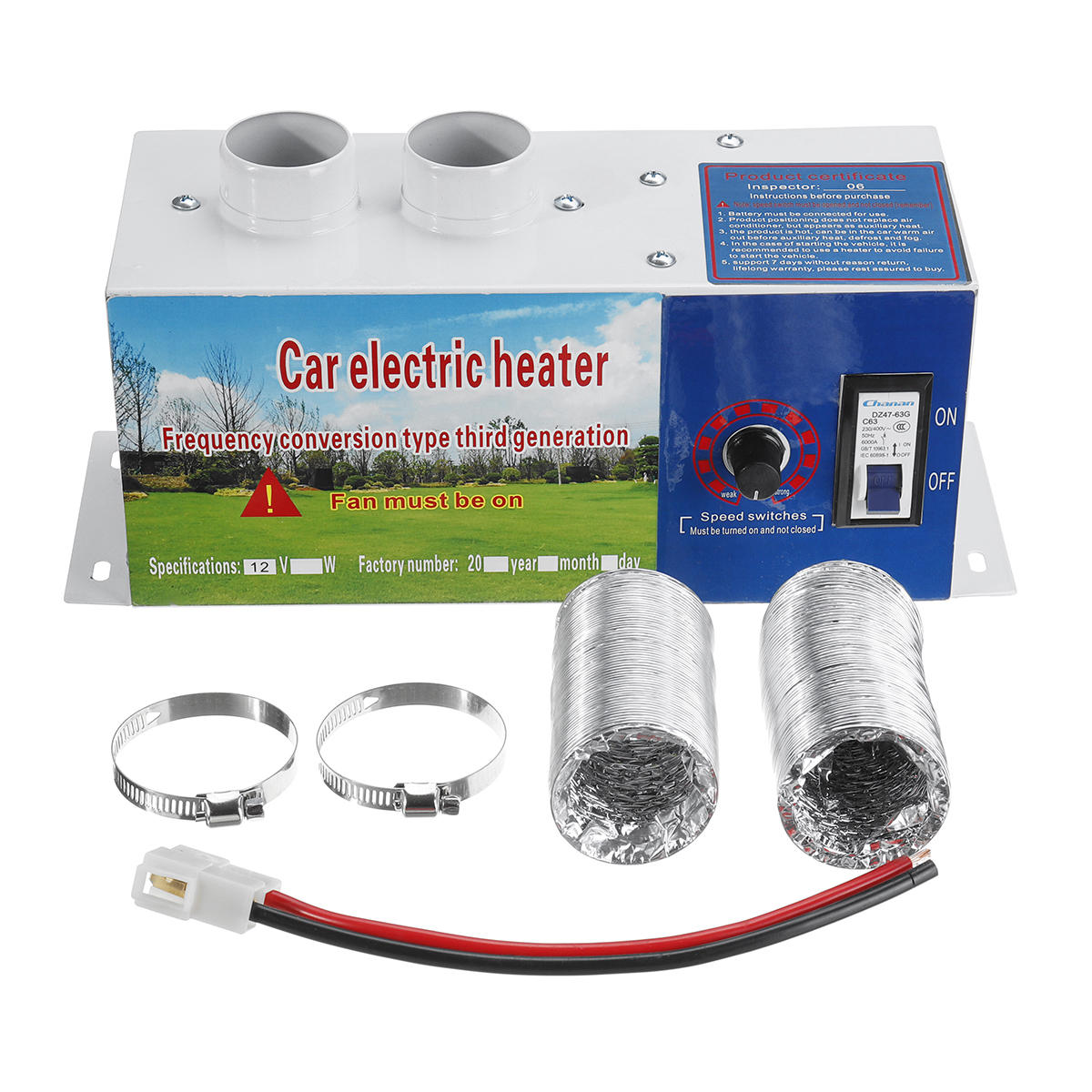 

12V 24V 600W Электрическое отопление Воздух Авто Нагреватель 2 отверстия для обогрева с высокой мощностью
