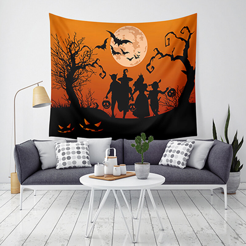 

LWG5 Halloween Tapestry Pumpkin Print Wall Hanging Tapestry Art Home Decor For Halloween Decorations