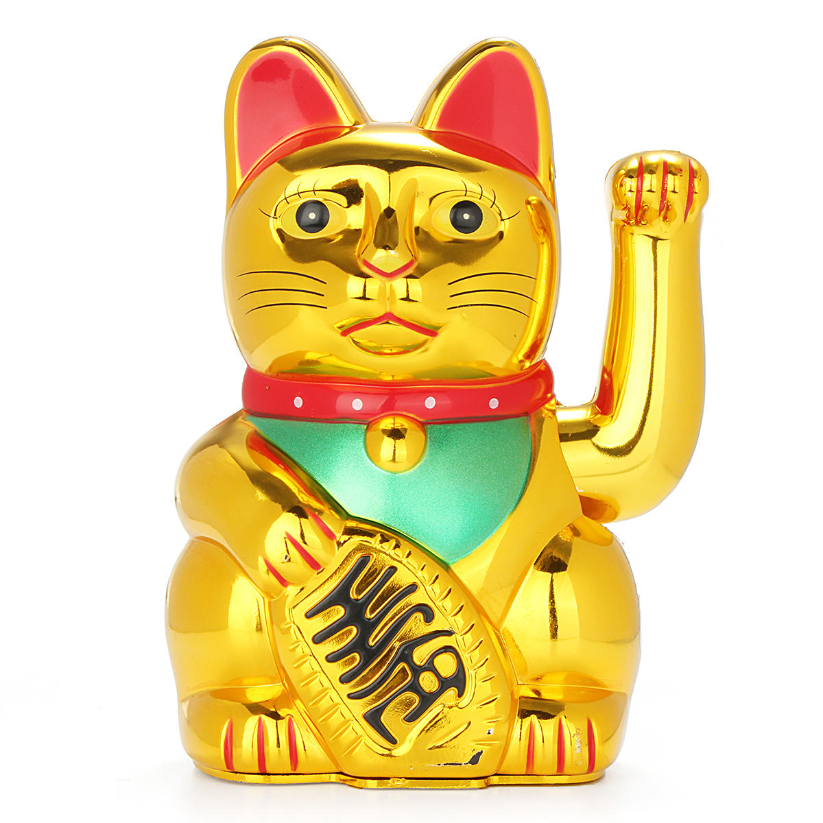 6 "Chinese Lucky Waving Hand Maneki Neko Gold Fortune Feng Shui Cat Moving Arm Doll