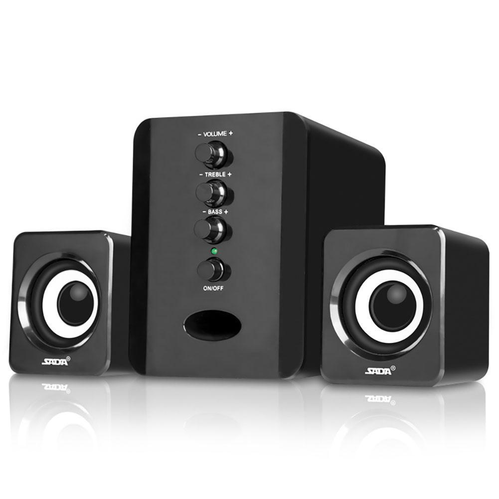 

SADA D-202 bluetooth USB 2.1 Wired Bass Stereo Music Player Subwoofer Sound Box Computer Speaker for Desktop Laptop Note