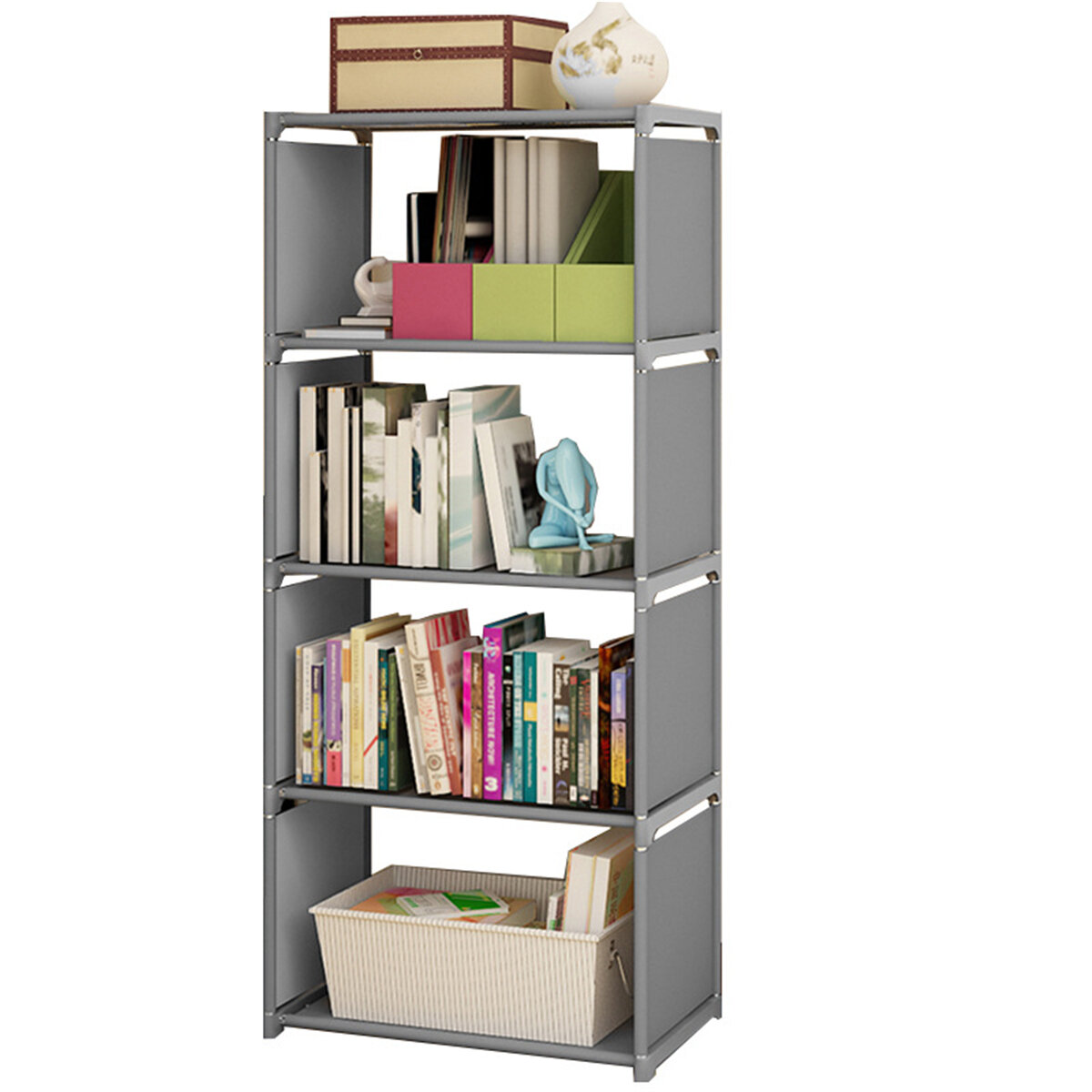 

Simple Bookshelf Storage Cabinet Bookcase 5 Tier Shelf Display DVD CD Furniture Storage Shelving Unit for Student