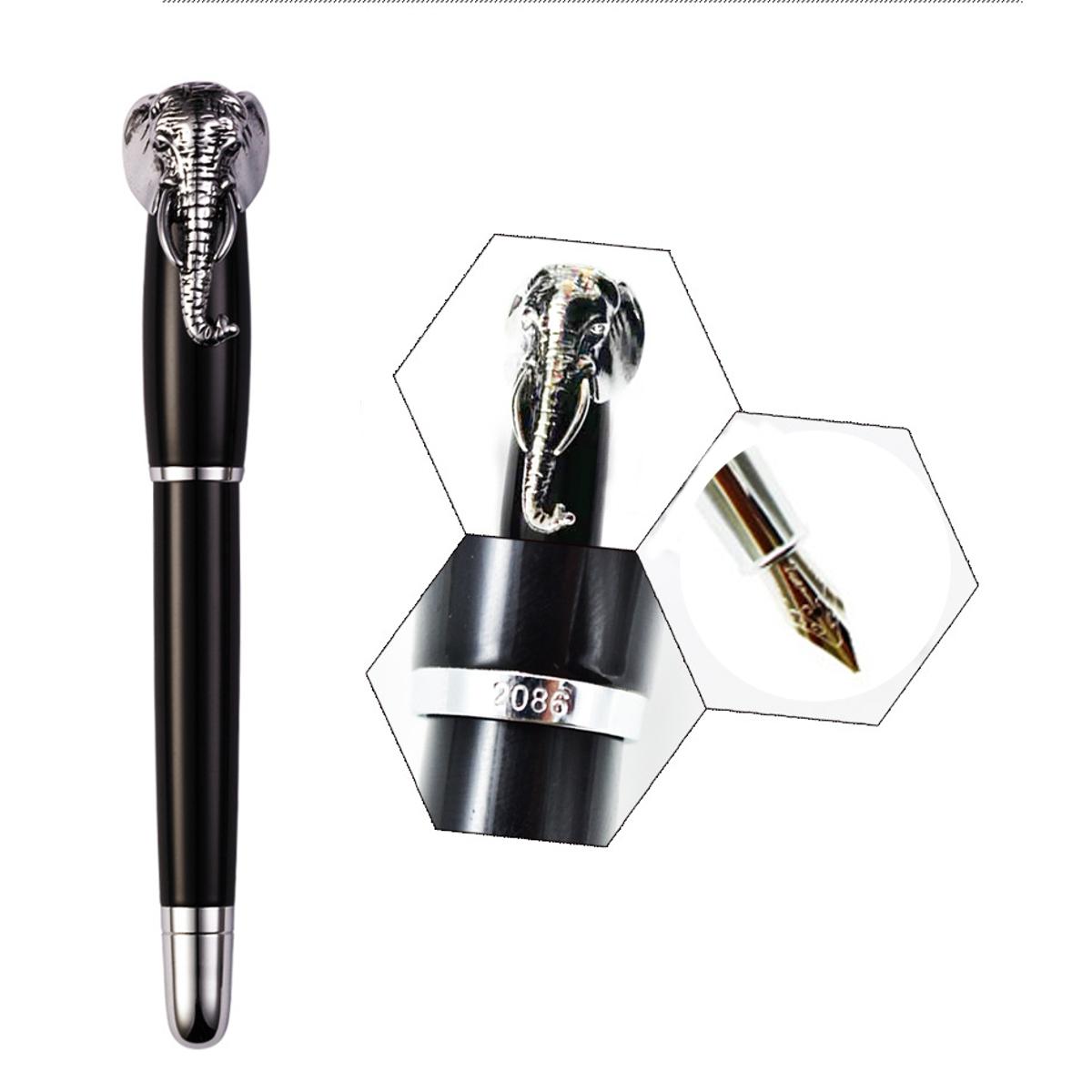 

Fuliwen 2086 Metal Elephant Fountain Pen Heavy Writing Signing Pens M/Orb 1.0mm Nib Gifts for Friends Family